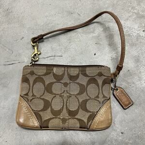 Coach Tan / Brown Monogrammed Logo Wristlet Wallet